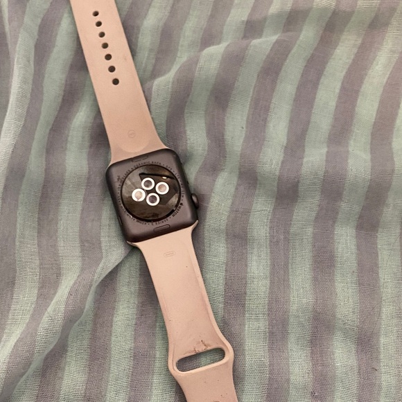 Apple Watch with Silver Case and Cream Band